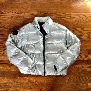 Fabletics Silver Metallic Puffer Coat size small - excellent condition